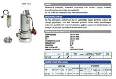 Sumak SDF 15/2 Komple Paslanmaz Foseptik Dalgıç Pompa Monofaze (220V) - 1.5 Hp