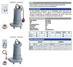 Sumak SDF 20/2 Döküm Foseptik Dalgıç Pompa Monofaze (220V) - 2.2 Hp