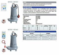 Sumak SDT 20/2 Döküm Foseptik Dalgıç Pompa Trifaze (380V) - 2.2 Hp