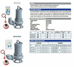 Sumak SDTK 75/4 Döküm Foseptik Dalgıç Pompa Trifaze (380V) - 7.5 Hp