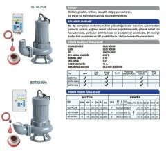 Sumak SDTK 100/4 Döküm Foseptik Dalgıç Pompa Trifaze (380V) - 10 Hp