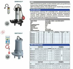 Sumak SBRT 50/3-P Parçalayıcı Bıçaklı Foseptik Dalgıç Pompa Trifaze (380V) - 5.5 Hp