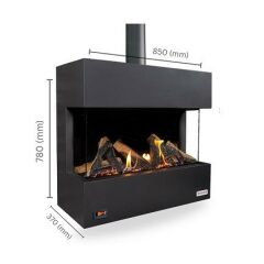 Revega H75UB Seramik Camlı Üstten Bacalı Hermetik Doğalgazlı Şömine 7kW Ü.B.