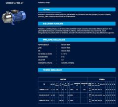 Sumak SMINOX 12/300-3T Komple Paslanmaz Kademeli Santrifüj Pompa Trifaze (380V) - 3 Hp