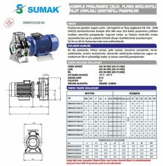 Sumak SMINOX160/32 Komple Paslanmaz Çelik, Flanş Bağlantılı Santrifüj Pompa Trifaze (380V) - 2 Hp