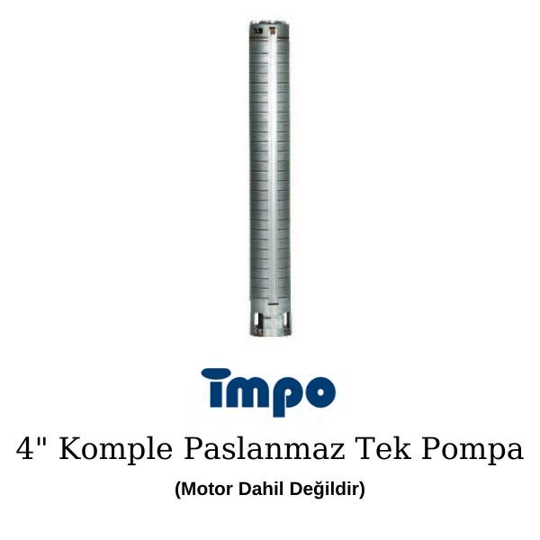 İmpo 4'' Komple Paslanmaz S4SP 12/18 İthal Tek Dalgıç Pompa - 7.5 Hp