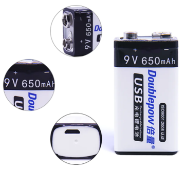 9V 650mAh USB Şarjlı Li-ion Batareya