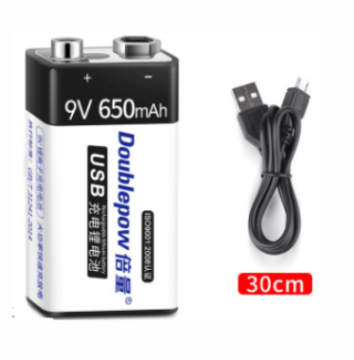 9V 650mAh USB Şarjlı Li-ion Batareya
