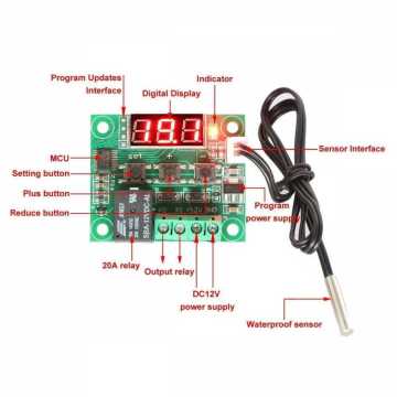 W1209 Rele Çıxışlı Rəqəmsal Termostat - Temperatur Nəzarət Kartı