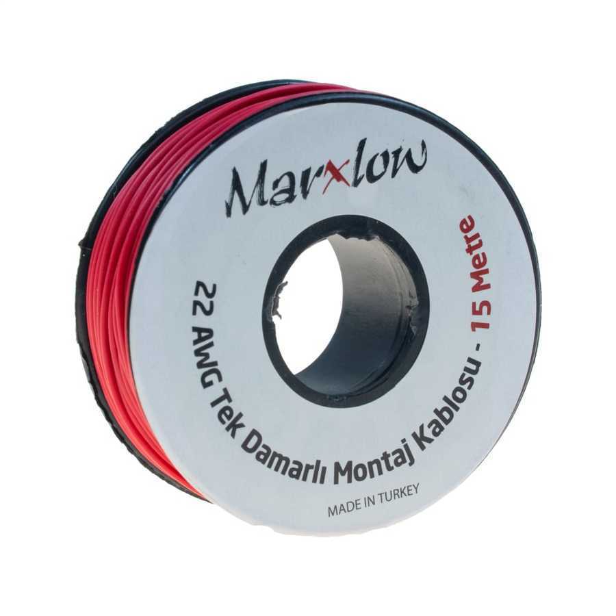 Montaj Kabeli Rulonu - 22AWG 15 metr Tək Damar Qırmızı