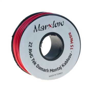 Montaj Kabeli Rulonu - 22AWG 15 metr Tək Damar Qırmızı