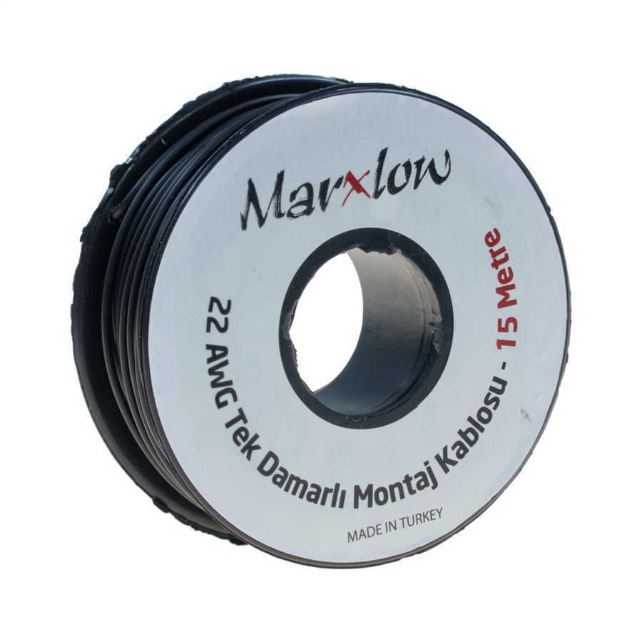 Montaj Kabeli Rulonu - 22AWG 15 metr Tək Damar Qara