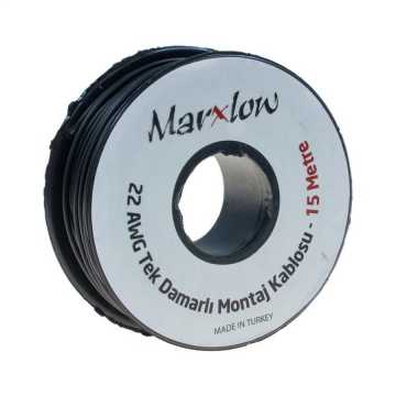 Montaj Kabeli Rulonu - 22AWG 15 metr Tək Damar Qara