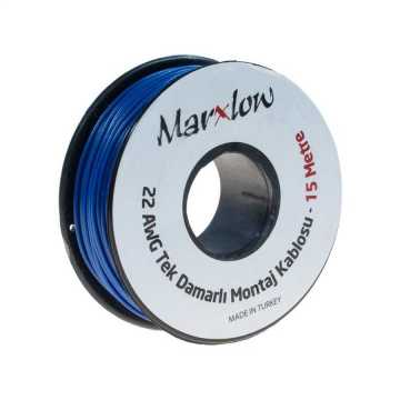 Montaj Kabeli Rulonu - 22AWG 15 metr Tək Damar Mavi
