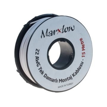 Montaj Kabeli Rulonu - 22AWG 15 metr Tək Damar Ağ