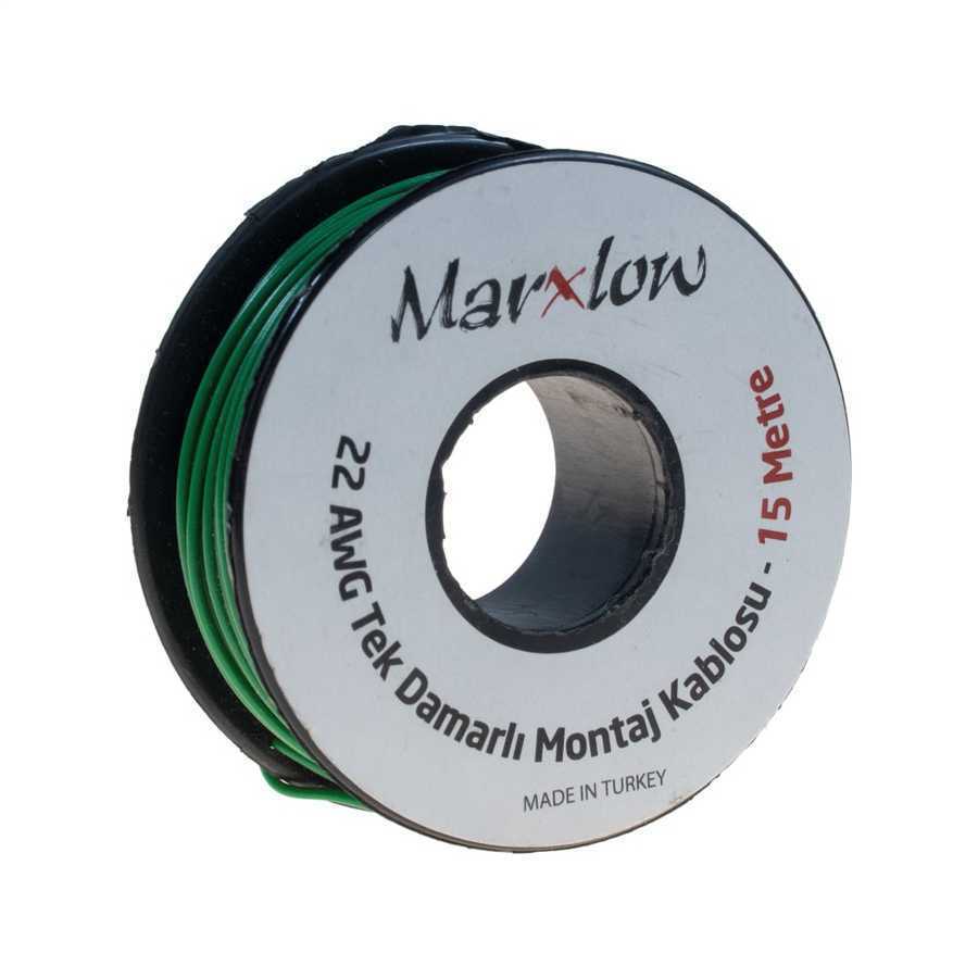 Montaj Kabeli Rulonu - 22AWG 15 metr Tək Damar Yaşıl