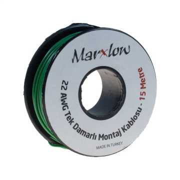 Montaj Kabeli Rulonu - 22AWG 15 metr Tək Damar Yaşıl