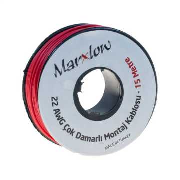 Montaj Kabeli Rulonu - 22AWG 15 metr Çox Damar Qırmızı