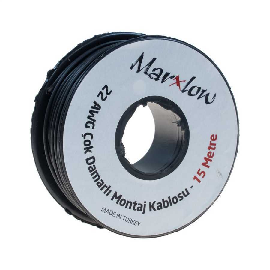 Montaj Kabeli Rulonu - 22AWG 15 metr Çox Damar Qara