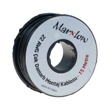 Montaj Kabeli Rulonu - 22AWG 15 metr Çox Damar Qara