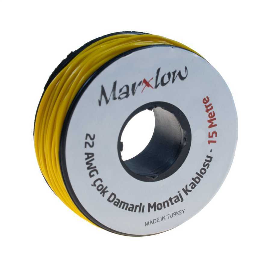 Montaj Kabeli Rulonu - 22AWG 15 metr Çox Damar Sarı