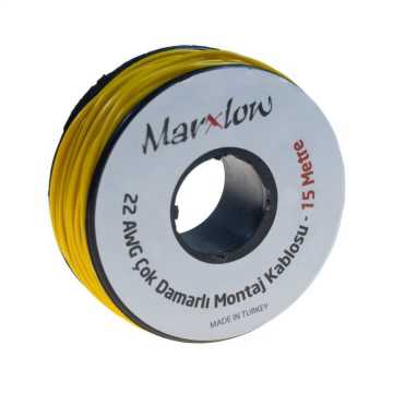Montaj Kabeli Rulonu - 22AWG 15 metr Çox Damar Sarı