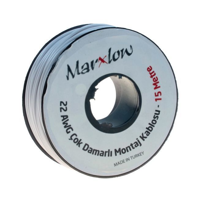 Montaj Kabeli Rulonu - 22AWG 15 metr Çox Damar Ağ