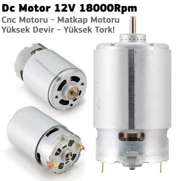 DC Motor 12 V 18000 RPM - CNC Motoru - Direl Motoru