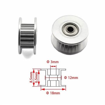 GT2 Qayış Qarşılıq Rulmanlı 20 mm 3 mm 1 Ədəd