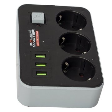 Cərəyan Qorumalı 3'lü Rozetka 1.8 metr - 3'lü USB Çıxışlı - Socket