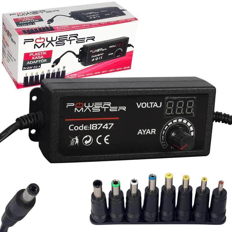 3V - 12V 5A Çox Uçlu Ayarlı Pilləli Adapter