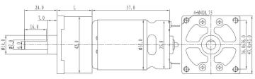 24V 60 RPM 42mm Reduktorlu Kvadrat Flanşlı Uzun DC Motor