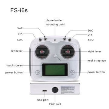 Flysky FS-İ6S 2.4GHz 10 Kanal Pult və FS-İA10B Alıcı ( Telefon Tutucu Daxil )