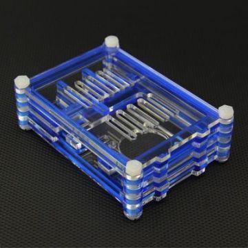 Raspberry Pi B+/2/3 Mavi + Şəffaf Pleksiglas Fan ilə Uyğun Qutu