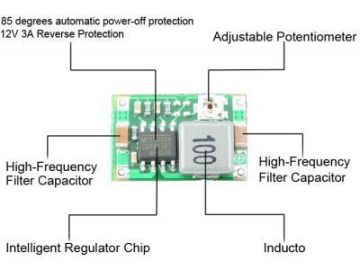 2A Mini Tənzimlənəbilən Gərginlik Azaldıcı Requlyator Kartı
