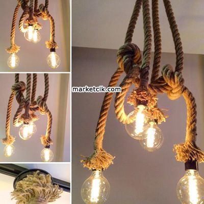 Marketcik 3cm Dekoratif Örgülü Kalın Hasır Halat, 1 Metre KABLOSUZ
