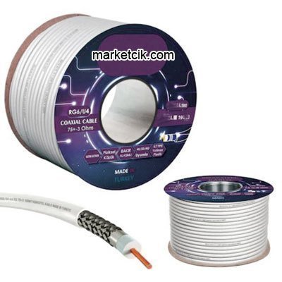 Kablocesitleri 100 metre RG6-U4 Bakır Uydu Çanak Anten Kablosu