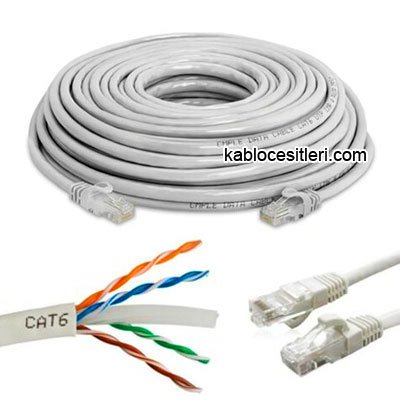 Kablocesitleri Cat6 Ethernet Kablosu 23 AWG Uçları Hazır İnternet Kablosu-2 metre