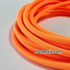 Marketcik 2x0,50mm Turuncu Renk Dekoratif Örgülü Kumaş Kablo, 1 Metre