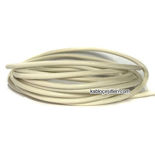 Marketcik 2x0,50mm Beyaz Renk Dekoratif Örgülü Kumaş Kablo, 1 Metre