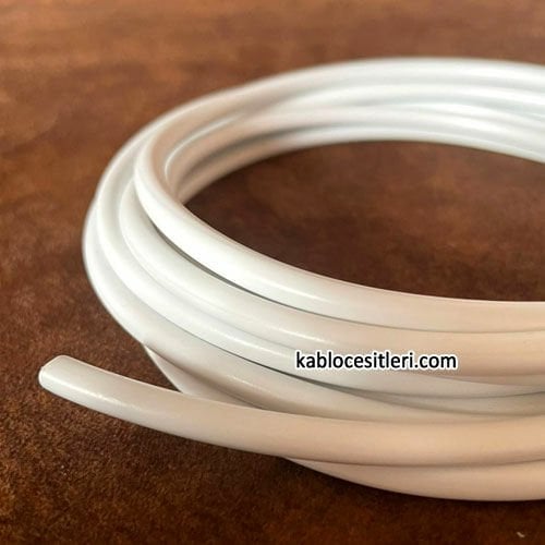 Kablocesitleri 2x0,50 mm Dekoratif Askı Abajur İçin Yuvarlak Beyaz TTR Kablo, 1 Metre