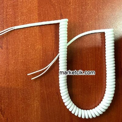 2x0,75 Yassı Beyaz Spiral Kablo 40 cm-2 metre Fön Saç Kurutma Makinası Kablosu