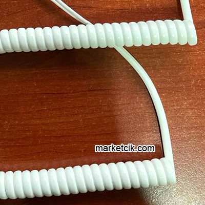 2x0,75 Yassı Beyaz Spiral Kablo 40 cm-2 metre Fön Saç Kurutma Makinası Kablosu