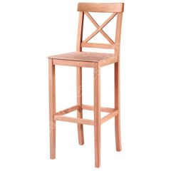 Ham Ahşap Çapraz Izgaralı Bar Taburesi 002