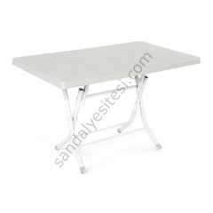 70x120 Metal Ayaklı Plastik Katlanır Masa Buz Beyazı