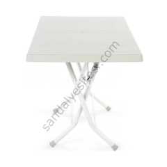 70x120 Metal Ayaklı Plastik Katlanır Masa Buz Beyazı