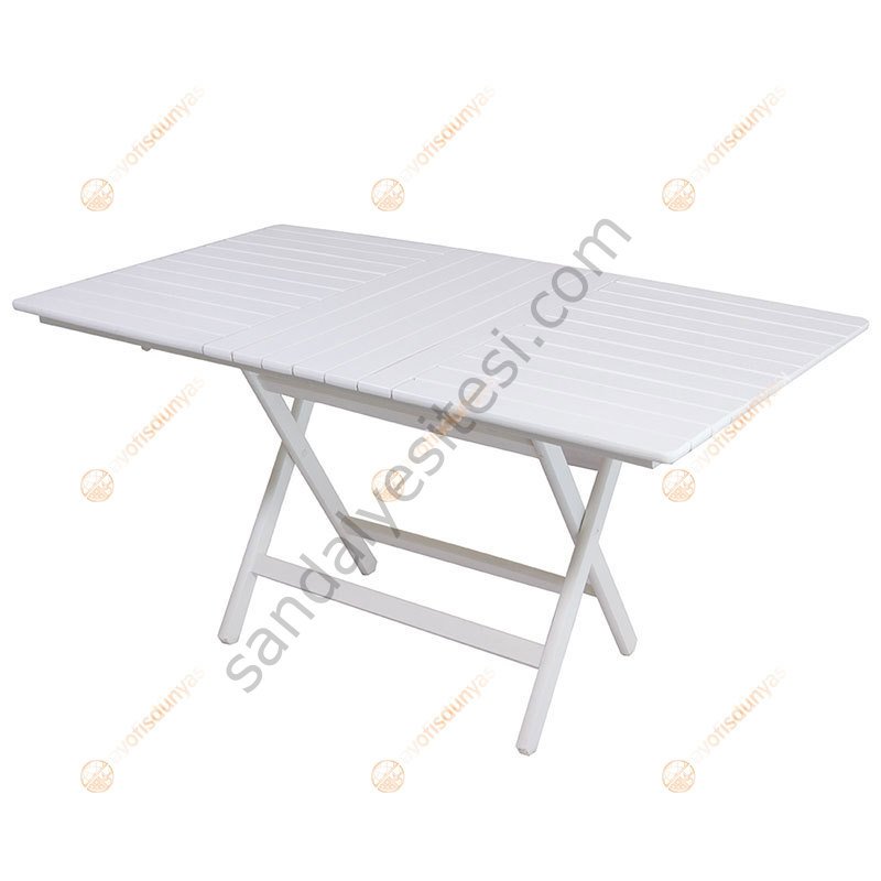 Anka Katlanır Ahşap Beyaz Masa 80x140