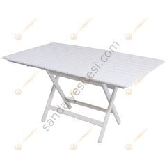 Anka Katlanır Ahşap Beyaz Masa 80x140
