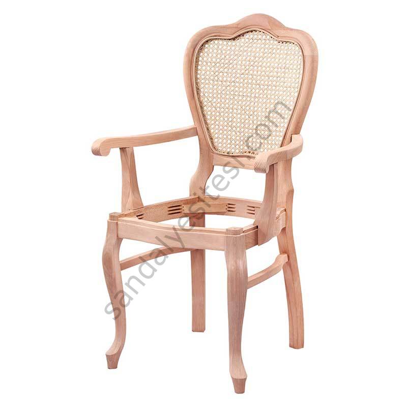 Hasırlı Klasik Kollu Ham Ahşap Sandalye 002