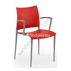 Arma Alüminyum Ayaklı PP Plastik Sandalye Kırmızı